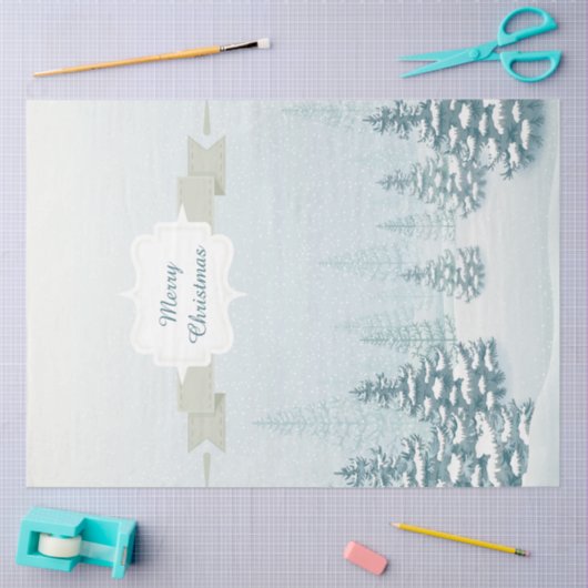 Wintersneeuwwitbos met kerstmis tissuepapier (Craft)