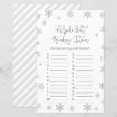 Wintersnowflake Baby shower Game, AFGEDRUKT (Voorkant / Achterkant)