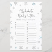 Wintersnowflake Baby shower Game, AFGEDRUKT (Voorkant)