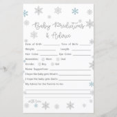 Wintersnowflake Baby shower Game, AFGEDRUKT (Voorkant)