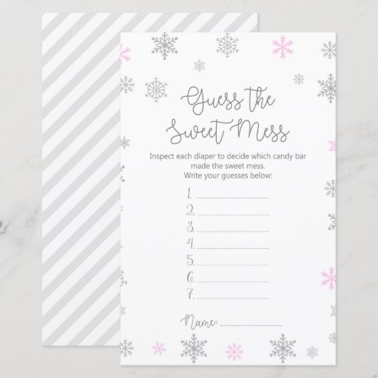 Wintersnowflake Baby shower Game, AFGEDRUKT (Voorkant / Achterkant)