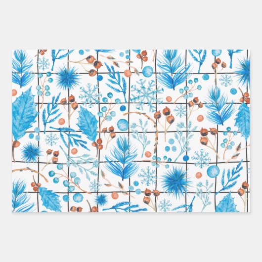 Wintersnowflake blauwe bessenveer IJsland Inpakpapier Vel (Voorkant)