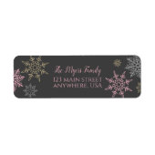 Wintersnowflake-terugzendadres donkergrijs etiket (Voorkant)
