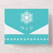 Wintersnowflakes in Turquoise All In One Uitnodiging (Achterkant)