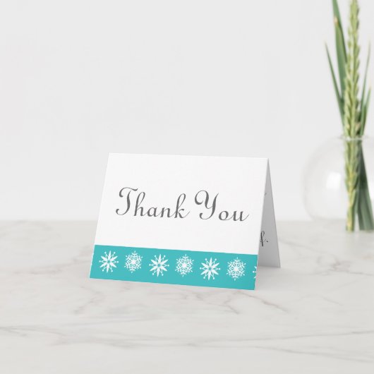 Wintersnowflakes in Turquoise - Hartelijk dank Bedankkaart (Voorkant)