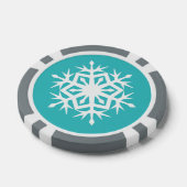 Wintersnowflakes in Turquoise Poker Chips (Enkel)