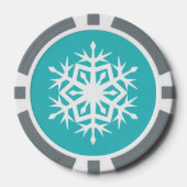 Wintersnowflakes in Turquoise Poker Chips (Voorkant)