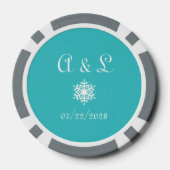 Wintersnowflakes in Turquoise Poker Chips (Achterkant)