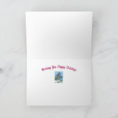 WINTERSNOWSHOES EN KOOPPINKFLAMINGO TREKKEN FEESTDAGEN KAART (Binnen)