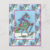 WINTERSNOWSHOES EN KOOPPINKFLAMINGO TREKKEN FEESTDAGENKAART (Voorkant)