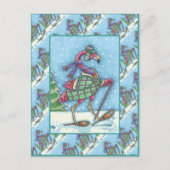 WINTERSNOWSHOES EN KOOPPINKFLAMINGO TREKKEN FEESTDAGENKAART (Voorkant)