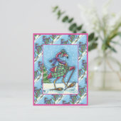 WINTERSNOWSHOES EN KOOPPINKFLAMINGO TREKKEN FEESTDAGENKAART (Staand voorkant)