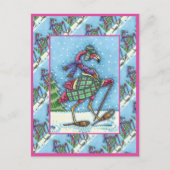 WINTERSNOWSHOES EN KOOPPINKFLAMINGO TREKKEN FEESTDAGENKAART (Voorkant)