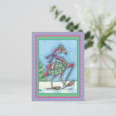 WINTERSNOWSHOES EN KOOPPINKFLAMINGO TREKKEN FEESTDAGENKAART (Staand voorkant)