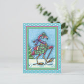 WINTERSNOWSHOES EN KOOPPINKFLAMINGO TREKKEN FEESTDAGENKAART (Staand voorkant)