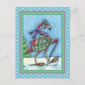 WINTERSNOWSHOES EN KOOPPINKFLAMINGO TREKKEN FEESTDAGENKAART (Voorkant)