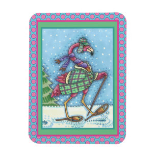 WINTERSNOWSHOES EN KOOPPINKFLAMINGO TREKKEN MAGNEET