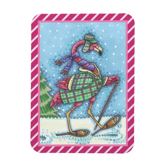 WINTERSNOWSHOES PINK FLAMINGO MAGNET MAGNEET (Verticaal)