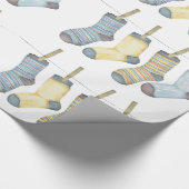 Wintersokken aan de lijn, waterverf cadeaupapier (Hoek)