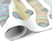 Wintersokken aan de lijn, waterverf cadeaupapier (Rol Hoek)