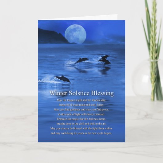 Wintersolstice Blessings Poem met Zee Dolphins Kaart (Voorkant)