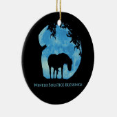 Wintersolstice-paard en eikenbomen keramisch ornament (Rechts)