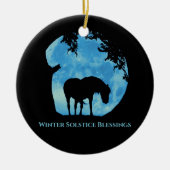 Wintersolstice-paard en eikenbomen keramisch ornament (Voorkant)