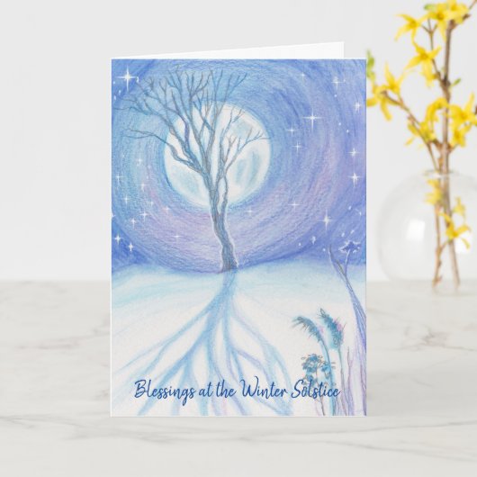 Wintersolstice volle maankaart kaart (Gele Bloem)