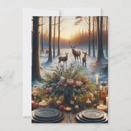 Wintersolstitium Boswandeldiner Uitnodiging (Achterkant)