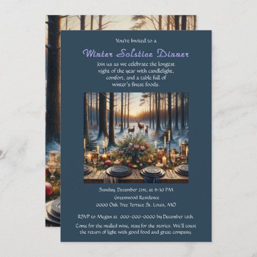 Wintersolstitium Boswandeldiner Uitnodiging (Voorkant / Achterkant)