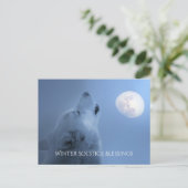 Wintersolstitiumsegen Wolf en Maan Briefkaart (Staand voorkant)