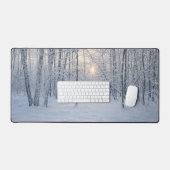 Wintersonlicht in stil berkenbos bureaumat (Keyboard & Muis)