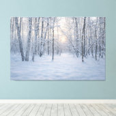 Wintersonlicht in stil berkenbos canvas afdruk (Insitu (Houten vloer))