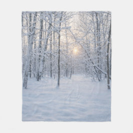 Wintersonlicht in stil berkenbos fleece deken
