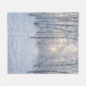 Wintersonlicht in stil berkenbos fleece deken (Voorkant (Horizontaal))