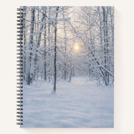 Wintersonlicht in stil berkenbos notitieboek (Voorkant)