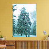 wintersparren met sneeuw canvas afdruk (Insitu (Woonkamer))