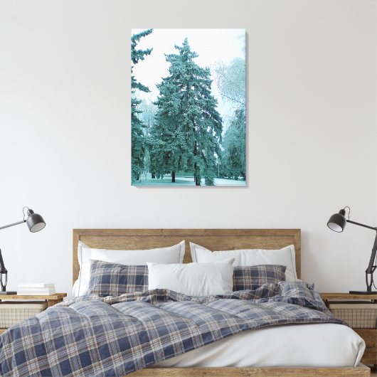 wintersparren met sneeuw canvas afdruk (Insitu (Slaapkamer))