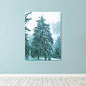 wintersparren met sneeuw canvas afdruk (Insitu (Houten vloer))