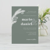 Wintersparren op groene bruiloft uitnodigen kaart (Staand voorkant)