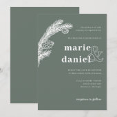 Wintersparren op groene bruiloft uitnodigen kaart (Voorkant / Achterkant)