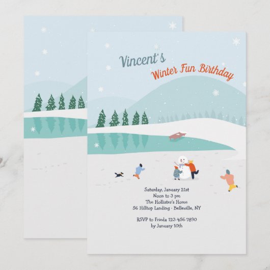 Winterspeel Uitnodiging (Voorkant / Achterkant)