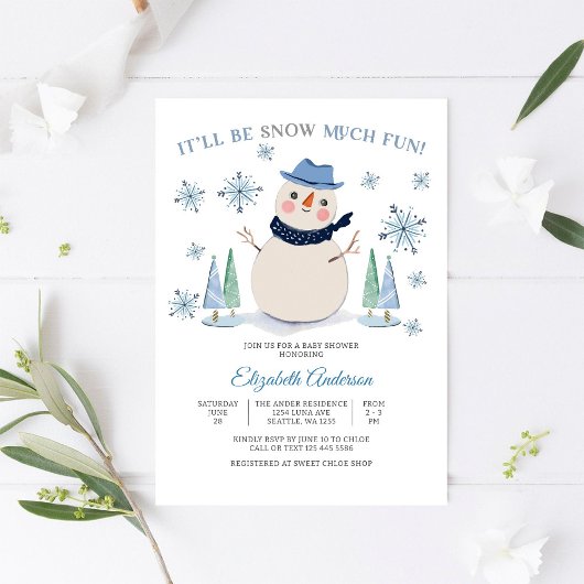 Winterspeelman Babyshower Uitnodiging