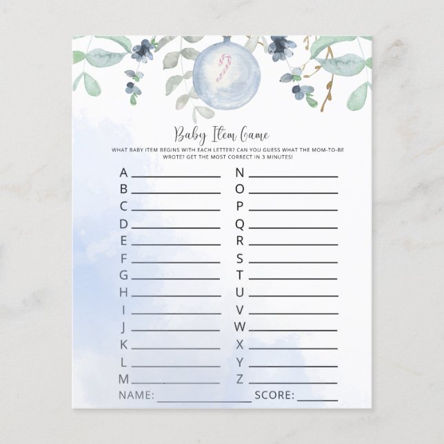 Winterspel met Baby. Baby shower game (Voorkant)