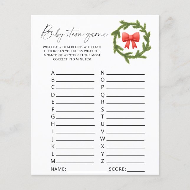 Winterspel met Baby. Baby shower game (Voorkant)