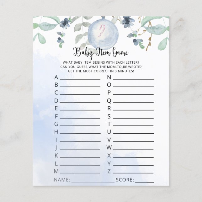 Winterspel met Baby. Baby shower game (Voorkant)