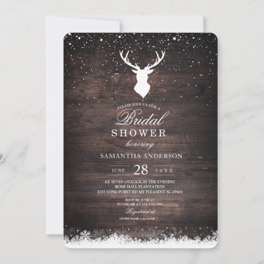  Winterspelen Eenvoudige deer & Snowflaks Uitnodig Kaart (Voorkant)