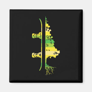 Winterspelen Funny Mountain Snowboarding Pine Tree Magneet