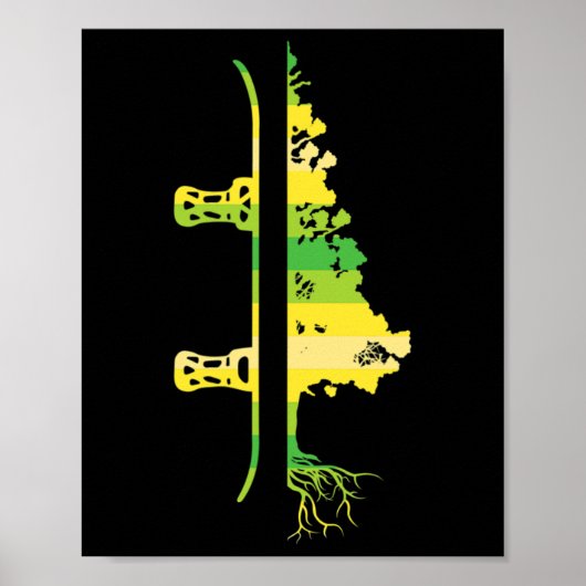Winterspelen Funny Mountain Snowboarding Pine Tree Poster (Voorkant)