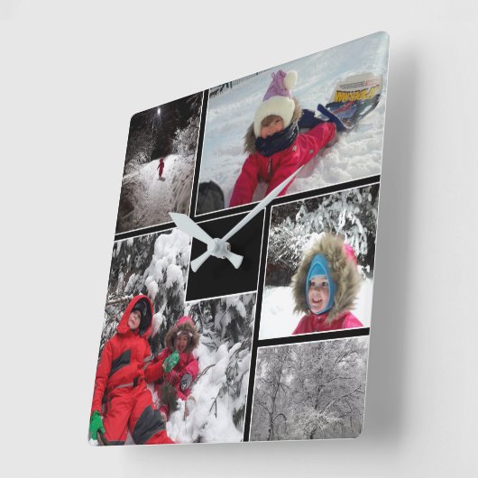 Winterspelen kinder spellen sneeuwpasbare tekst pe vierkante klok (Hoek)